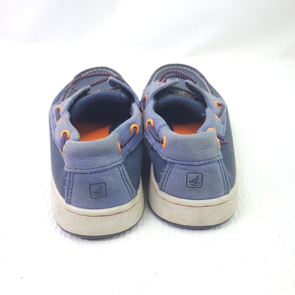Sperry Top Sider Boys Boat Shoes Blue Leather Slip On Moccasin Shoes Size 3.5 Y - Picture 4 of 7
